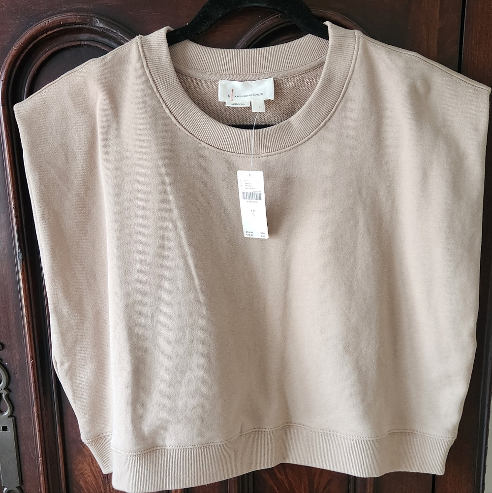 BY ANTHROPOLOGIE SLEEVELESS SWEATSHIRT LARGE NWT